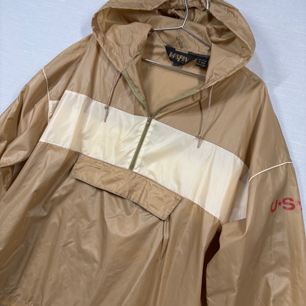 Vintage TopSpin By RSVP Anorak Windbreaker Pullover Jacket Men L Tan USA‎ 80s - Picture 2 of 13
